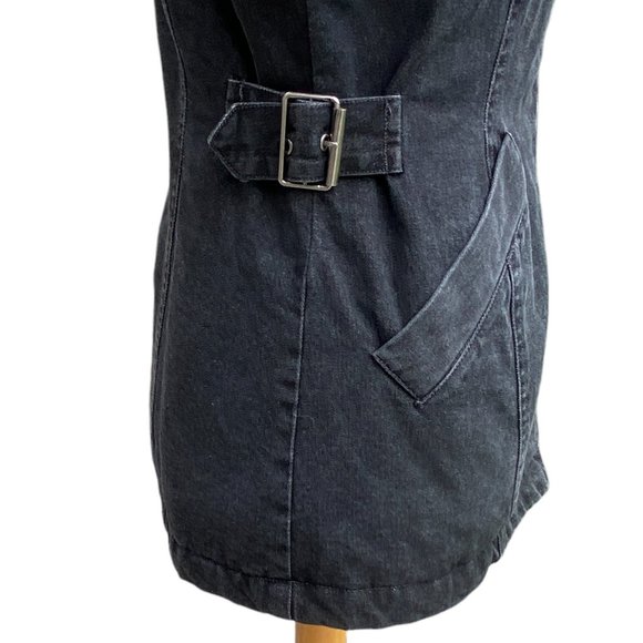 Vintage Guess Aviator Jean Jacket Black Y2K 90s Faux Fur Moto Grunge Mobwife-M - Picture 9 of 16